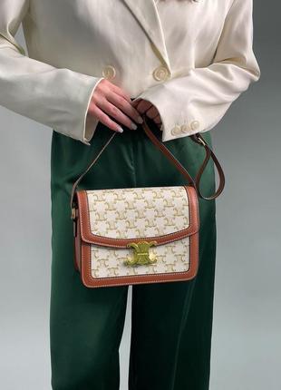 Celine the triomphe bag canvas and calfskin white3 фото