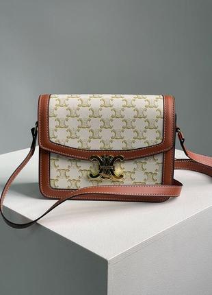 Celine the triomphe bag canvas and calfskin white