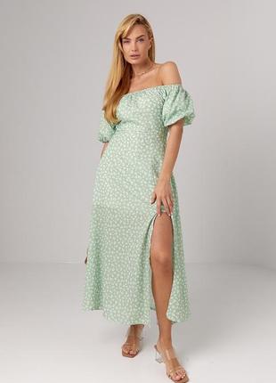 Жіноча сукня з відкритими плечима в квіточку артикул: 3298