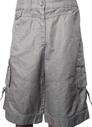 Натуральные винтажные качественные шорты кюлоты хлопок лён