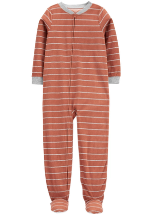 Флисовый человечек поддева слип картерс пижама carters коричневый в полоску