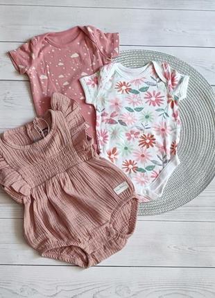 Муслиновый бодик боди с коротким рукавом