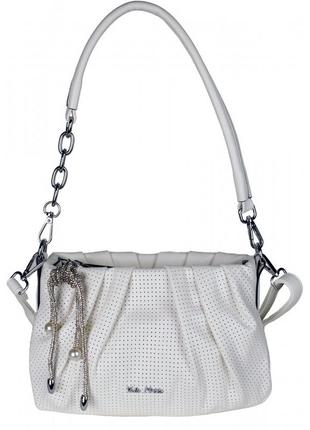 Жіноча ошатна сумка, середнього розміру, матеріал екошкіра, біла5 фото