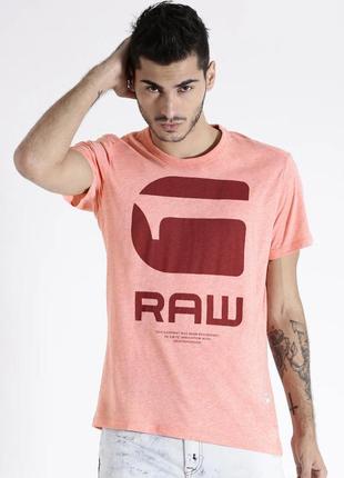 G-star raw футболка коралового кольору з великим логотипом