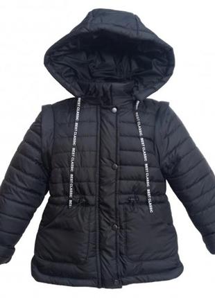 Демисезонная куртка-жилетка для девочек наоми, рост 122,128,134,140,146 черная