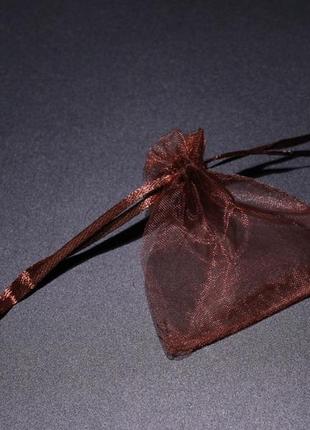 Маленькие подарочные мешочки из органзы для украшений цвет коричневый. 7х9см