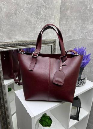 Якісна жіноча сумка бордо сумочка з екошкіри6 фото
