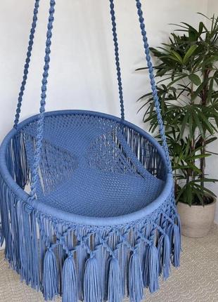 Гойдалка макраме (підвісне крісло з 1 колом, тренд, меблі для саду, плетені меблі, крісло, гамак)