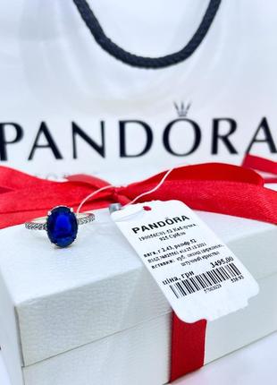 Серебряное кольцо кольца пандора pandora 190056c01 сияющий ореол синий кристалл крупный камень серебро проба s925 ale новое с биркой и пломбой