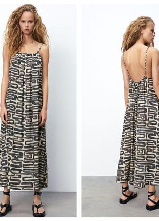 Довге лляне плаття сарафан із гарною спинкою zara