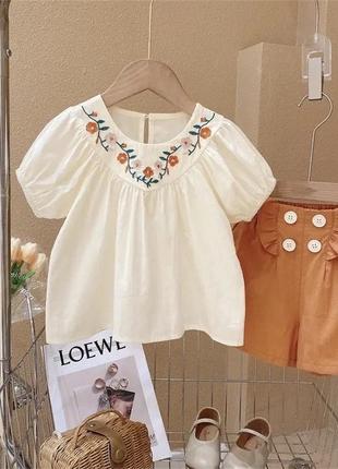 Детский летний хлопковый костюм блузка шорты