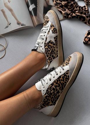 Кроссовки в стиле golden goose kers white leopard sneakers