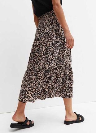 Натуральная ярусная юбка животный принт