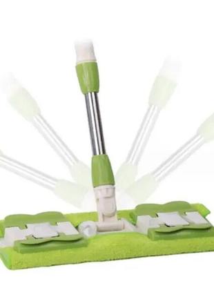 Швабра для быстрой уборки с насадкой из микрофибры на зажимах с запаской