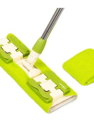 Швабра для быстрой уборки с насадкой из микрофибры на зажимах с запаской