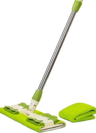 Швабра для быстрой уборки с насадкой из микрофибры на зажимах с запаской