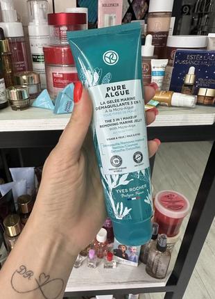 Желе-демакіяж для зволоження yves rocher 3 в 1 з мікроводорослями 150 мл