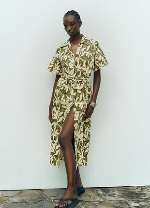 Zara -60% 💛 сукня етно принт розкішна котон стильна xs