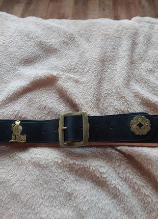 Ремень кожаный швейцарский (альпийские коровки)