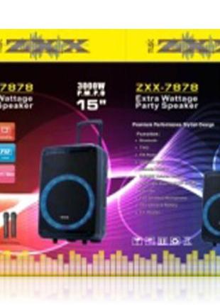 Акустическая переносная колонка zxx-7878/ 8161 60вт 15" 0х0х0см usb/sd/fm/bt/tws/2mic (1 шт/ящ)