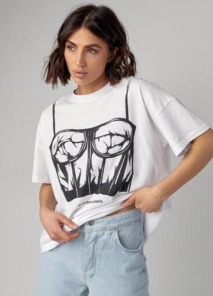 Жіноча футболка з принтом у вигляді корсета