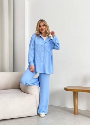 Костюм штани та сорочка 💙кольори: хакі, бежевий, чорний, малиновий, білий, рожевий, жовтий, зелений, блакитний, сірий, кавовий, бірюзовий, лавандовий