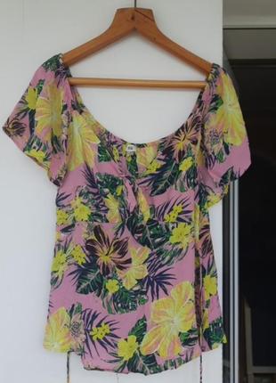 Яркая летняя кофточка блузка в цветочный принт river island 14 xl