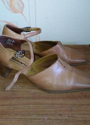 Стильні шкіряні туфлі коричневого кольору tamaris, 💯 оригінал, блискавичне надсилання