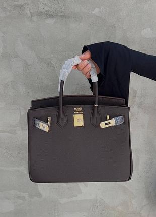 Сумка в стиле hermes birkin шоколад 30 см
