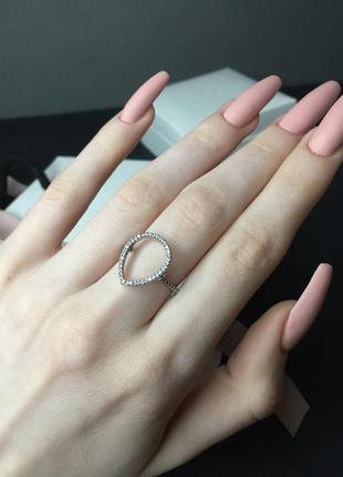 Серебряное кольцо кольца пандора pandora 196253cz силуэт капля с камнями камнем серебро проба s925 ale новое с биркой и пломбой4 фото