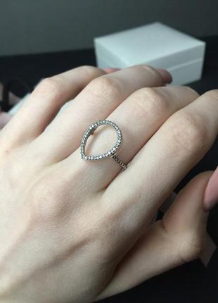 Серебряное кольцо кольца пандора pandora 196253cz силуэт капля с камнями камнем серебро проба s925 ale новое с биркой и пломбой5 фото