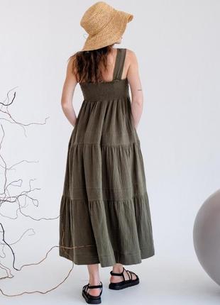Платье для беременных муслин, сарафан для будущих мам макси хакі5 фото