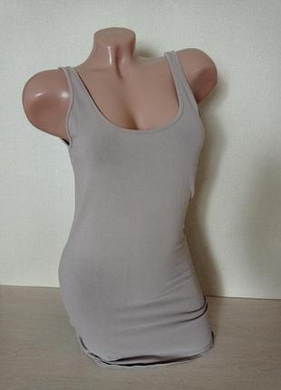 Удлиненная майка, хлопок, цвет темный беж, размер 10-12