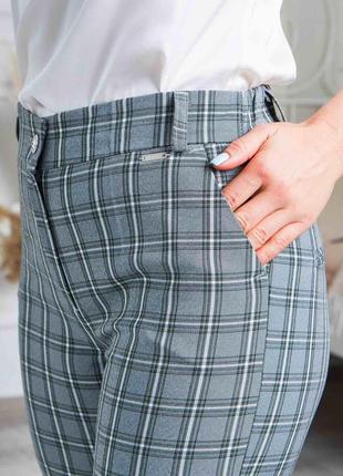 Женские летние  брюки "марти",  ткань тиар, тянется, размеры 44,46,48,50,52,54,56 клетка серые4 фото