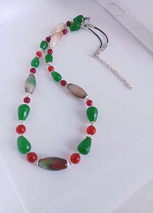 Нефритовые капли, агат. ожерелье. "berry paradise"