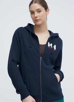 Alloriginal com ua бавовняна кофта helly hansen жіноча колір синій з капюшоном меланж 34461 розміри запитуйте