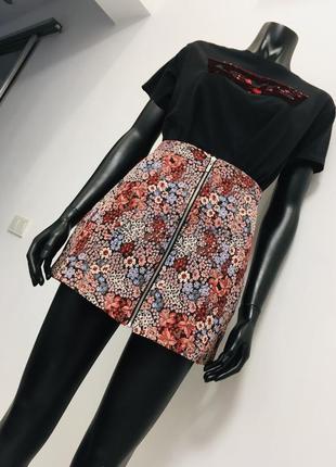 Жакардова мініспідниця у кольорах на блискавці primark s