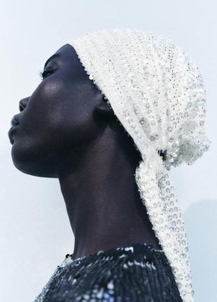 Повязка для волос с блестками и бисером