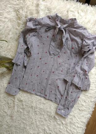 Блузка стильная хлопковая легкая на длинный рукав