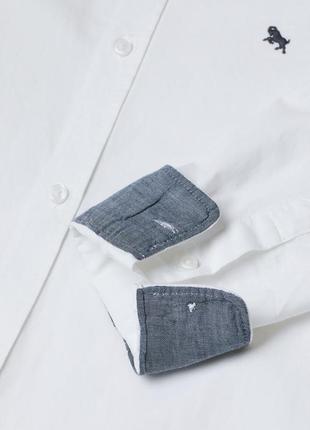 Белая рубашка сорочка из хлопковой ткани с отложным воротником с длинным рукавом h&m3 фото