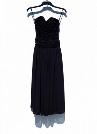 Винтажное вечернее чёрное длинное платье с корсетом4 фото