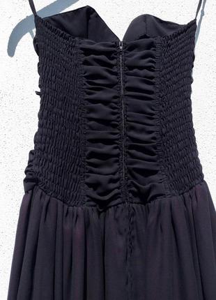 Винтажное вечернее чёрное длинное платье с корсетом9 фото