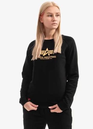 Alloriginal кофта alpha industries жіноча колір чорний з принтом 196031fp.583-black розмір: xs, s