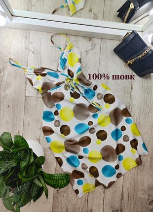 Шелковое платье, платье, сарафан на подкладке в гороховый принт от esprit.