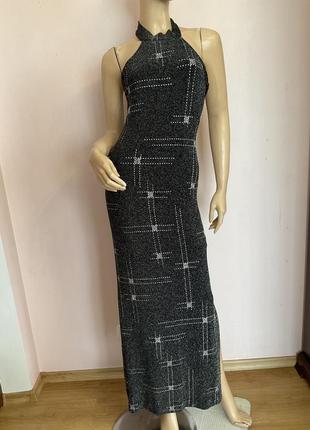 Вечернее длинное платье с серебристым люрексом/ s/ brend yendi paris