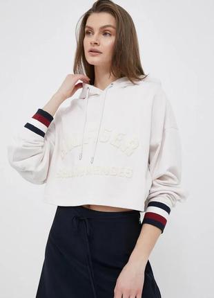 Urbanshop com ua кофта tommy hilfiger жіноча колір бежевий з капюшоном візерунок розміри запитуйте