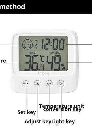 Термометр гигрометр часы с подсветкой (2 батарейки в комплекте)9 фото