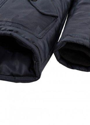 Зимняя куртка парка владимир,  для мальчиков, мех искуств. р.104,110,146 синяя узор4 фото
