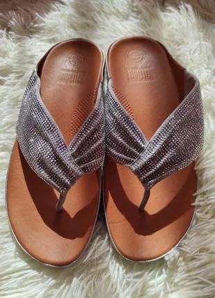 Fitflop кожаные босоножки сандалии ортопедические кожа шлепанца сланца кожаны