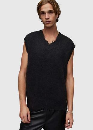 Urbanshop com ua вовняний светр allsaints albans чоловічий колір чорний розміри запитуйте